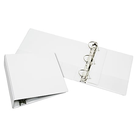 SKILCRAFT® Slanted View 3-Ring Binder, 4" D-Rings, White (AbilityOne 7510-01-495-0696)