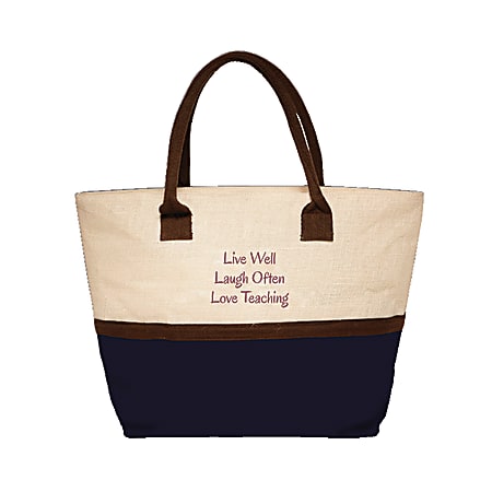 The Master Teacher Live, Laugh, Love Jute Tote, Navy/Natural