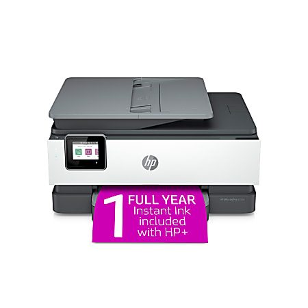 HP OfficeJet Pro 8034e Wireless All-in-One Color Printer with 1 Full Year Instant Ink with HP+ (1L0J0A)