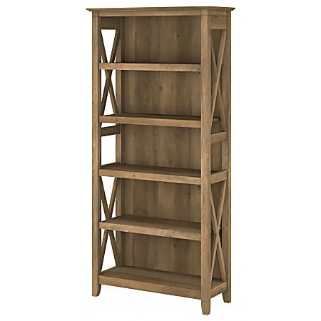 Bush Furniture Key West Tall 5-Shelf Bookcase, Reclaimed Pine, Standard Delivery