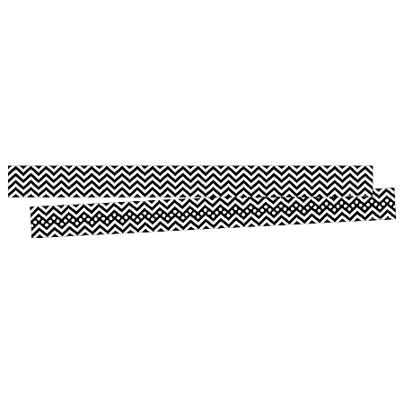 Barker Creek Double-Sided Border Strips, 3&quot; x 35&quot;, Chevron Black, Set Of 24