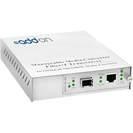 AddOn 10/100/1000Base-TX(RJ-45) to Open SFP Port Managed Media Converter - 100% compatible and guaranteed to work