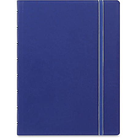 Rediform A5 Size Filofax Notebook - A5 - 56 Sheets - Twin Wirebound - 0.24" Ruled - 8 1/4" x 5 13/16" - 8.5" x 6.4" - Off White Paper - Blue Cover - Leatherette Cover - Elastic Closure, Indexed, Pocket, Ruler, Refillable, Soft Cover, Divider, Tab