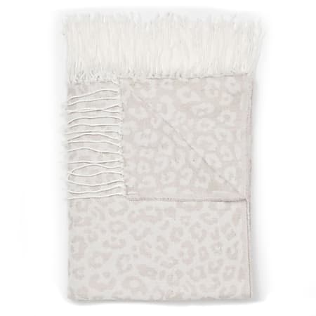 Dormify Leopard Fringe Throw Blanket, Light Natural