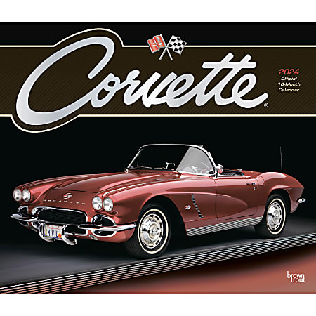 2024 BrownTrout Monthly Deluxe Wall Calendar, 14" x 12", Corvette, January to December