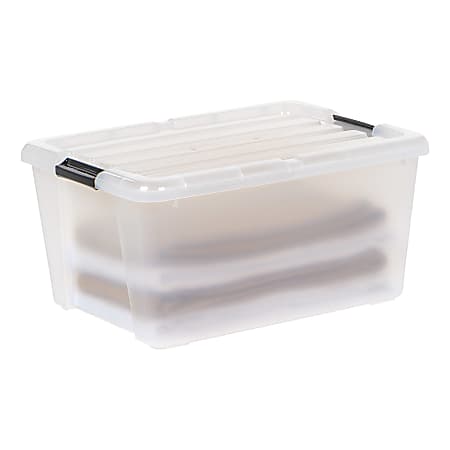 Iris Latching Storage Boxes 11.25 Gallon Clear Set Of 4 Boxes Office Depot