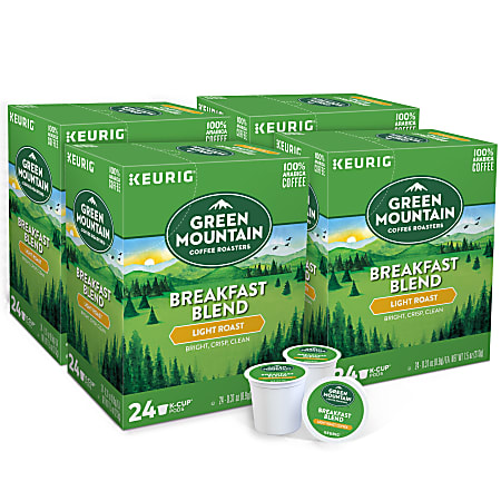 Green Mountain Coffee® Single-Serve Coffee K-Cups®, Breakfast Blend, Carton Of 4 Cups, Box Of 24 Cartons