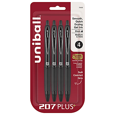 207 Plus+ Gel Pen, Retractable, Medium 0.7 mm, Black Ink, Black Barrel, 4/Pack 207 Plus+ Gel Pen, Retractable, Medium 0.7 mm, Black Ink, Black Barrel, 4/Pack