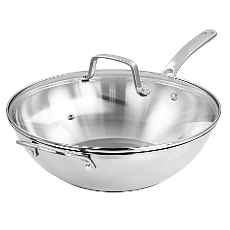 Martha Stewart Essential Stainless Steel Pan With Lid, 12", Silver