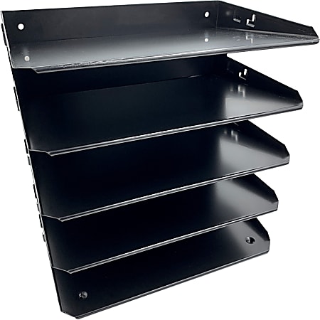 Huron Horizontal Slots Desk Organizer, 5 Compartment(s), Horizontal, 12"H x 8.75"W x 12"D, Durable, Black, Steel