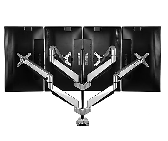 Loctek D7 Gas-Spring Monitor Arm, Quad, 22 1/8"H x 17 5/16"W x 5 15/16"D, Silver