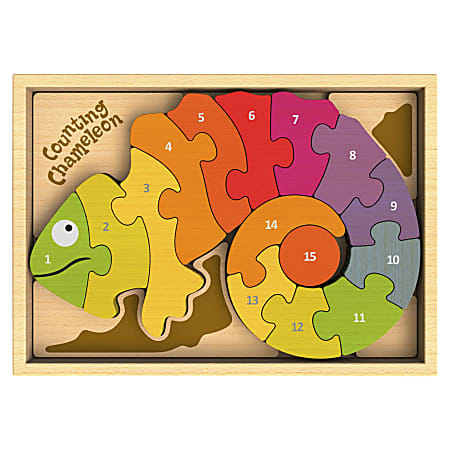 BeginAgain Toys Counting Chameleon Puzzle - Theme/Subject: Fun, Learning - 3+15 Piece