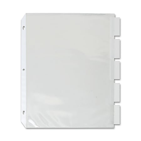 Sparco Top-Loading Sheet Protectors With Index Tabs, 8 1/2" x 11", 5-Tab, Clear