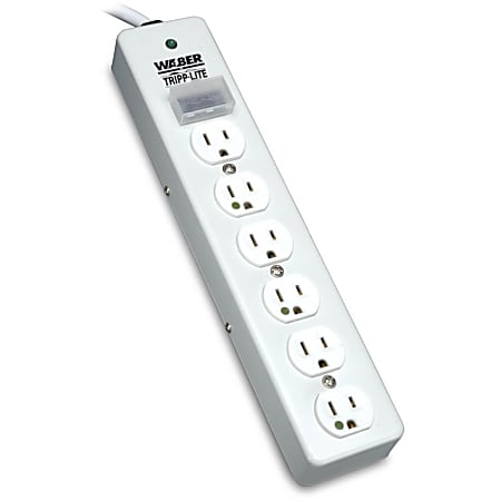 Eaton Tripp Lite Series Surge Protector Power Strip Medical Hospital RT Angle Plug 6 Outlet 10' Cord - SPS610HGRA