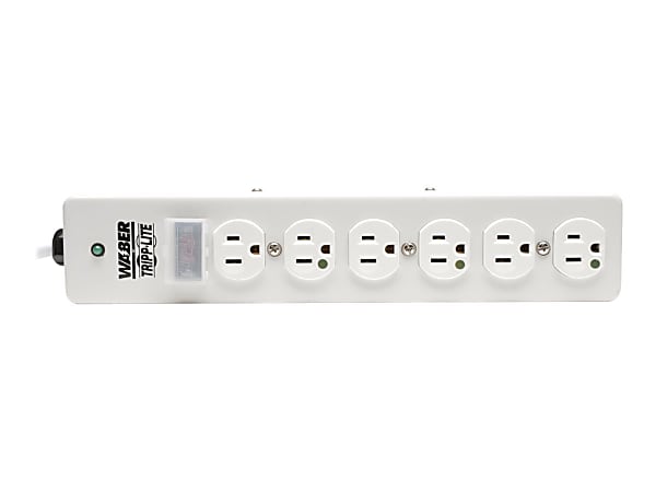 Tripp Lite Surge Protector Power Strip Medical Hospital RT Angle Plug 6 Outlet 10' Cord - Surge protector - 15 A - AC 120 V - 1800 Watt - output connectors: 6