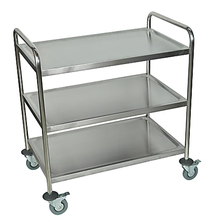 Luxor ST-3 Stainless-Steel 3-Shelf Kitchen Cart, 37"H x