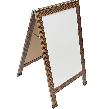 Excello Double-Sided Indestructible A-Frame Magnetic Dry-Erase Whiteboard, Steel, 40” x 23”, White, Brown Wood Frame