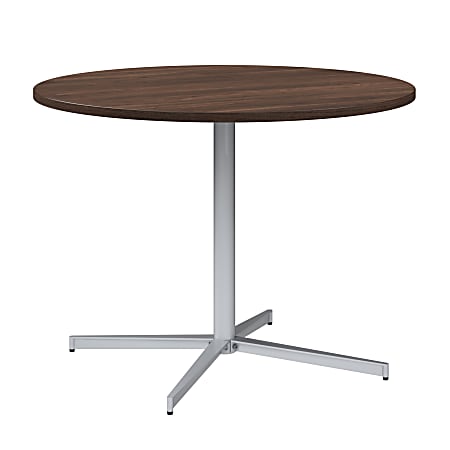 Bush Business Furniture 42-inch Round Conference Table with Metal Base, Black Walnut/Cool Gray Metallic, Standard Delivery