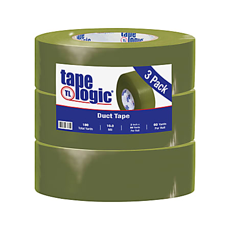 Tape Logic® Duct Tape, 10 Mil, 2" x 60 Yd., Olive Green, Case Of 3