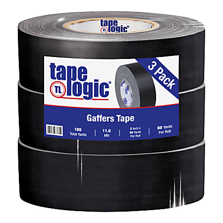 Tape Logic® Gaffers Tape, 2" x 60 Yd., Black, Case Of 3 Rolls