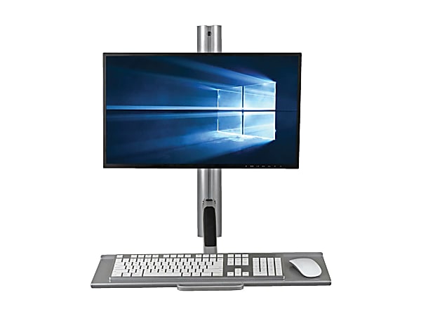 Tripp Lite Single-Display Sit-Stand Wall-Mount Workstation with Thin-Client Mount - plastic, steel - black, silver - screen size: 13"-27"