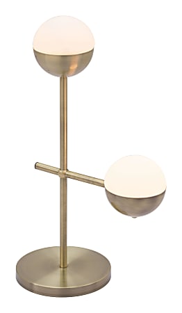 Zuo Modern Waterloo Table Lamp, 27-1/4"H, White Shade/Brushed Brass Base