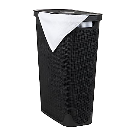 Mind Reader Linen Design Laundry Hamper, 40 L, 23-1/2”H x 10-3/4”W x 18-1/2"L, Black