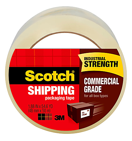 Scotch® Commercial Grade Shipping Packing Tape, 48 Tape Rolls, 1 7/8 in x 54.6 yd, 3" Core, Designed  - 3750CS48