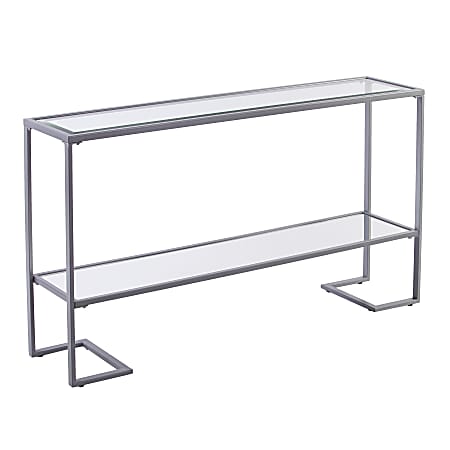SEI Furniture Horten Console Table With Glass Top, 29"H x 52"W x 12"D, Silver
