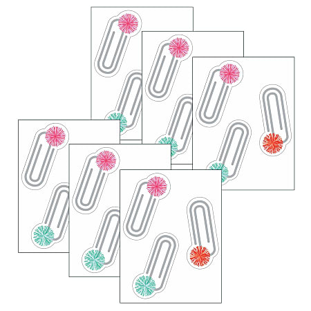 Carson Dellosa Education Mini Cut-Outs, Schoolgirl Style Black, White & Stylish Brights Paper Clips, 56 Pieces Per Pack, Set Of 6 Packs