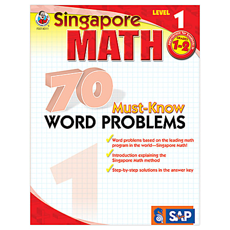 Carson-Dellosa Singapore Math 70 Must-Know Word Problems, Level 1, Grades 1-2