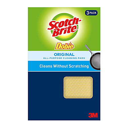 Scotch-Brite® Dobie All-Purpose Cleaning Pad, Yellow, Pack Of 3