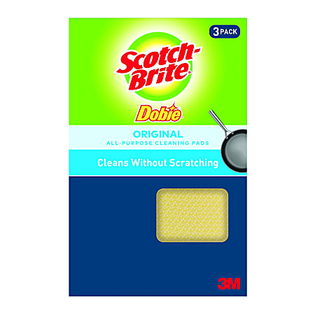 Scotch-Brite® Dobie All-Purpose Cleaning Pad, Yellow, Pack Of 3