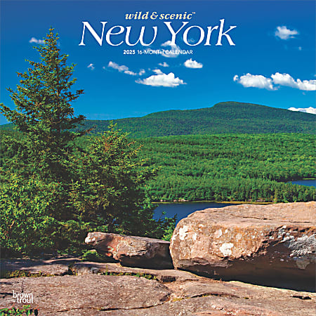 2025 BrownTrout New York Wild & Scenic Monthly Plastic-Free Square Wall Calendar, 12" x 12", American States, January to December 2025, 9781975475437