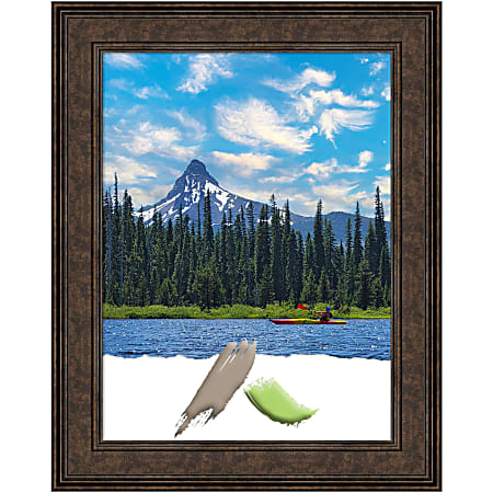Amanti Art Picture Frame, 24" x 30", Matted For 18" x 24", Ridge Bronze