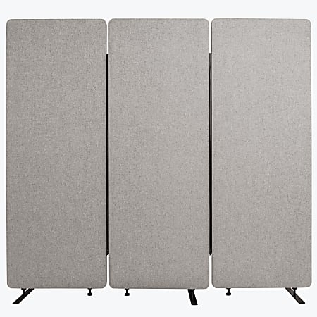 Luxor RECLAIM Acoustic Privacy Panel Room Dividers, 66"H x 24"W, Misty Gray, Pack Of 3 Room Dividers