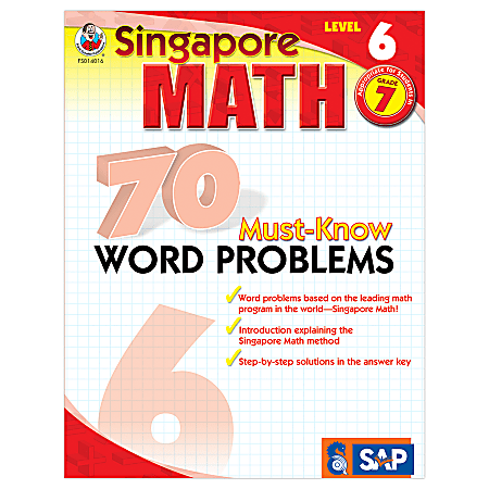 Carson-Dellosa Singapore Math 70 Must-Know Word Problems, Level 6, Grade 7