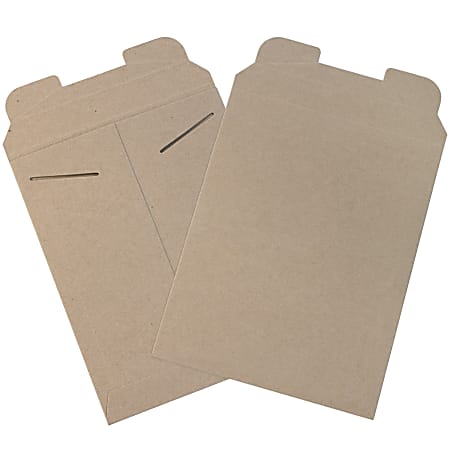 Partners Brand Stayflats® Flat Mailers, 9" x 11 1/2", Kraft Brown, Pack of 100