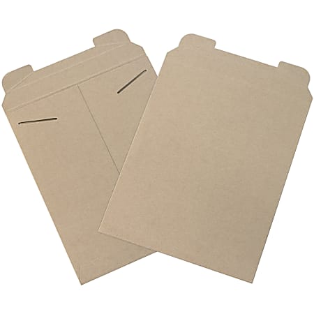 Office Depot® Brand Kraft Stayflats® Mailers, 11" x 13 1/2", Brown, Pack of 100  