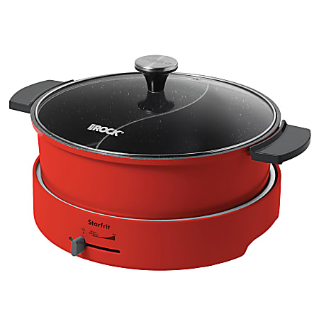 Starfrit® 1500W XL Aluminum Nonstick Dual-Sided Hot Pot, 5.3 Qt, Red