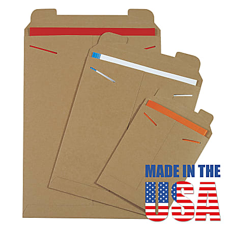 Top Pack Supply 12 3/4 X 15' Stayflats Brand Rigid Flat Mailers, Kraft (Pack Of 100