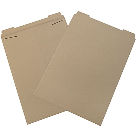 Partners Brand Stayflats® Flat Mailers, 20" x 27", Kraft Brown, Pack of 50
