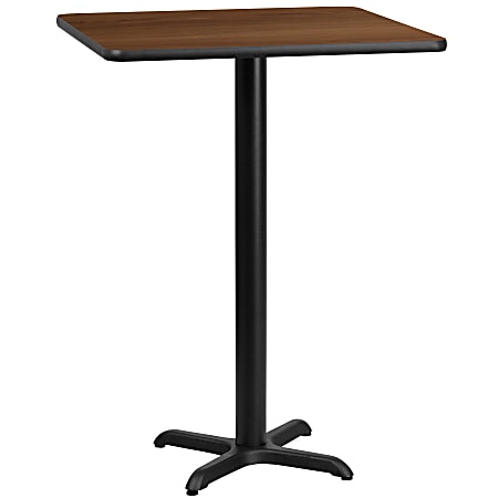 Flash Furniture Square Laminate Table Top With Bar Height Table Base, 43-3/16"H x 24"W x 24"D, Walnut