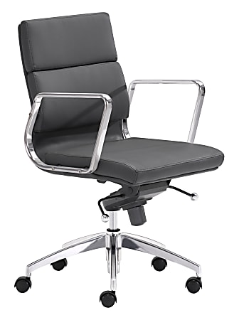Zuo Modern® Engineer Low-Back Office Chair, Black/Chrome