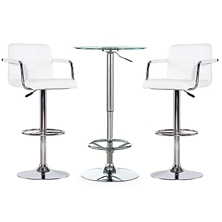 Powell Quaid 3-Piece Pub Table Set, White