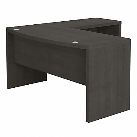 Office by Kathy Ireland® Echo 60"W L-Shaped Bow-Front Desk, Charcoal Maple, Standard Delivery