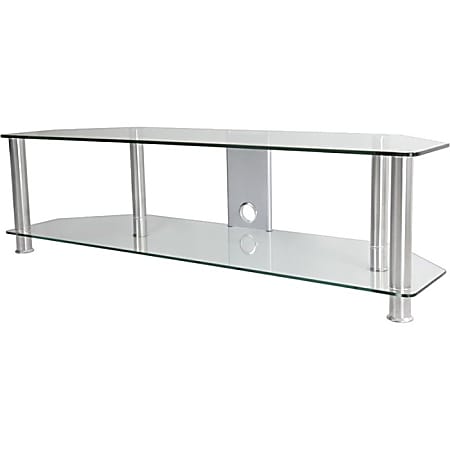AVF SDC1400CMCC-A: Classic - Corner Glass TV Stand with Cable Mangement - Up to 65" Screen Support - 176.37 lb Load Capacity - 2 x Shelf(ves) - 55.1" Width x 17.7" Depth - Tempered Glass, Stainless Steel, Metal - Clear, Chrome, Black, Silver