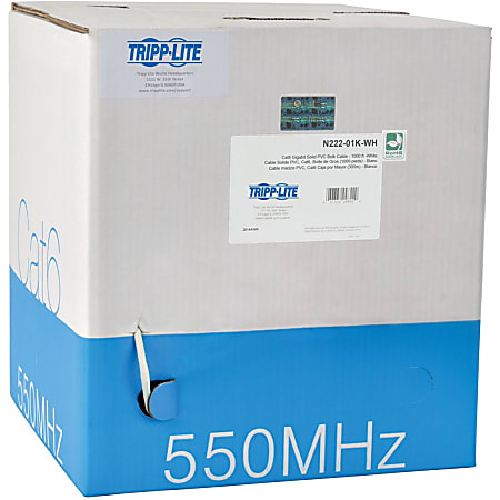 Eaton Tripp Lite Series Cat6 Gigabit Solid Core UTP PVC Bulk Ethernet Cable, White, 1000 ft. (304.8 m), TAA - White - N222-01K-WH