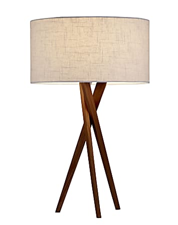 Adesso® Brooklyn Table Lamp, 29 1/2"H, White Shade/Walnut Base