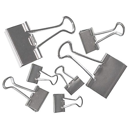 Office Depot® Brand Binder Clips, Assorted Sizes, Silver, Pack Of 30